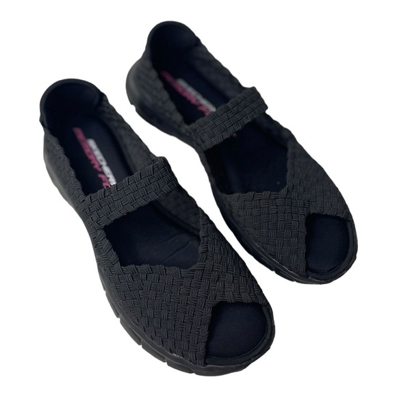 Skechers Synergy Women’s Black Open Toe Weave Memory Foam Sandals - Picture 8 of 9